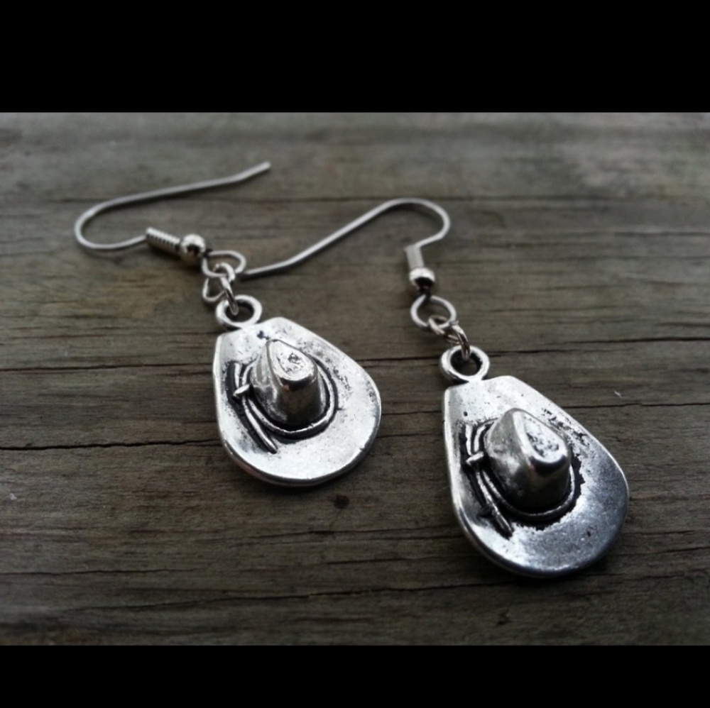 Cowboy Hat Earrings Western Rodeo Farm